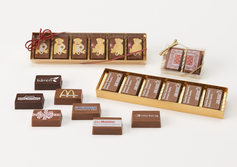 Pralinéblöckli mit Firmensignet